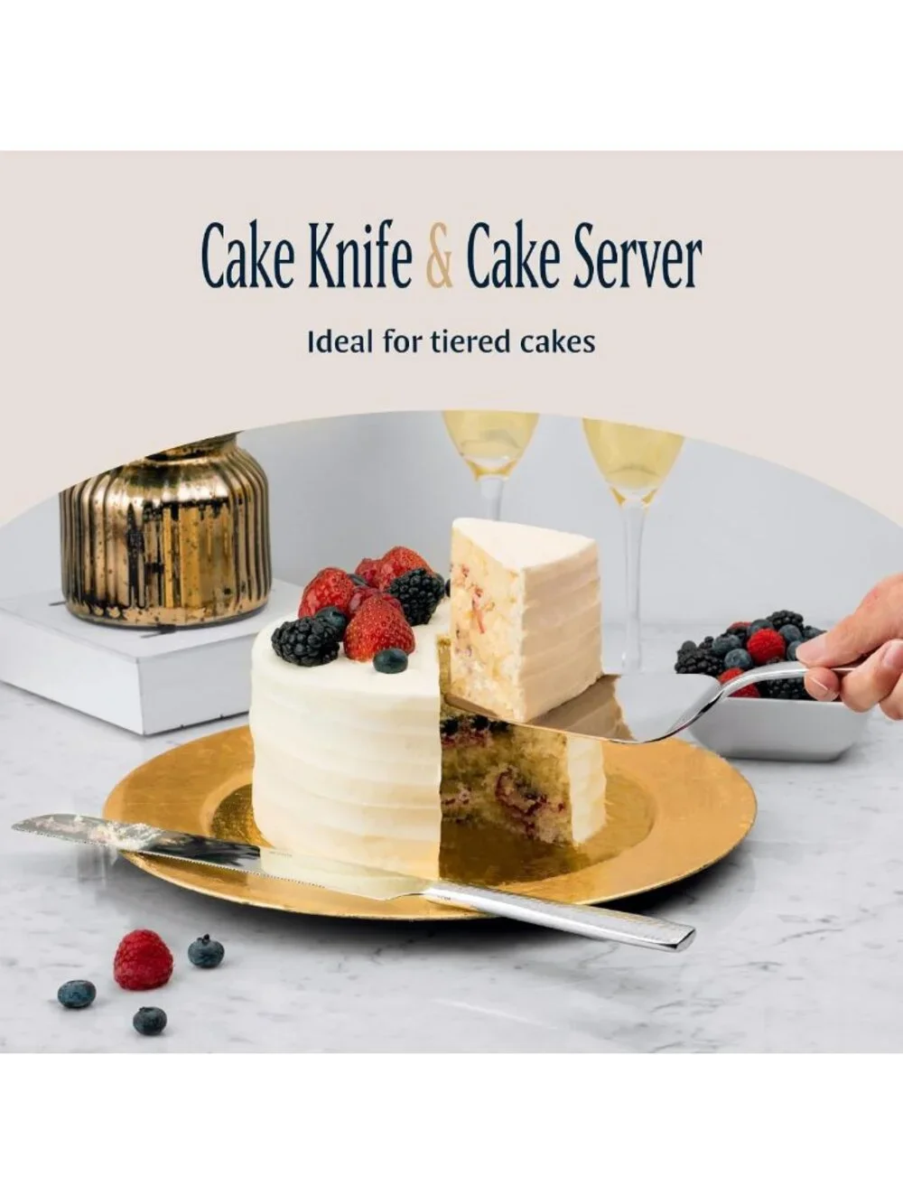 Elegant 8-Piece Stainless Steel Hostess Serving Utensil Set - Cake Knife